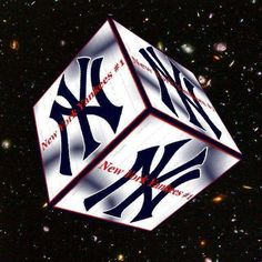 the new york yankees logo is on top of a d - cube in front of many stars