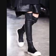 Khari Platform Sock Glove Sneaker Boots Black Over The Knee Boots, Basic Boots, Black Platform Shoes, Slip On Boots, How To Stretch Boots, Black Boots Women, Women Boots, Black Platform, Heel Type