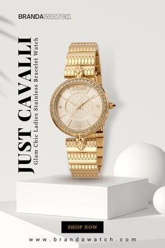 JUST CAVALLI TIME GLAM CHIC WATCH Womens Designer Watches, Stainless Bracelet, Watches Collection, Glam Chic, Affordable Watches, Designer Watches, Watches For Women, Platinum Jewelry, Latest Mens Fashion