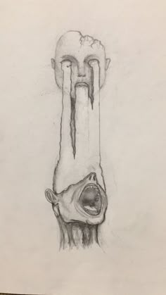 a pencil drawing of a hand reaching for something in the air with it's mouth open