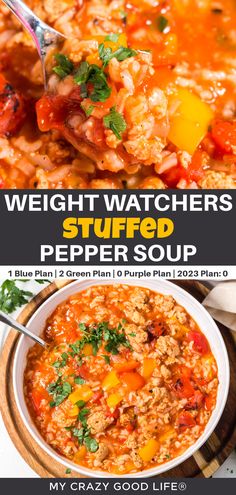 Chili Recipe Stovetop, Weight Watchers Crock Pot Recipes, Slow Cooker Stuffed Peppers, Weight Watchers Soup, Turkey Broth, Stuffed Pepper, Pepper Soup