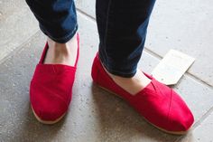 Toms - Classic Slip-on Flats Red Slip-on Flats For Spring, Casual Slip-on Flats With Red Sole, Toms Jutti Flats, Work-appropriate Slip-on Flats With Red Sole, Jutti Flats, Toms Outfits, Classic Red Sole Slip-on Flats, Red Slip-on Flats With Rubber Sole, Tom Shoes