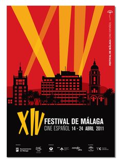 an event poster with the words festival de maalaga in yellow and red colors