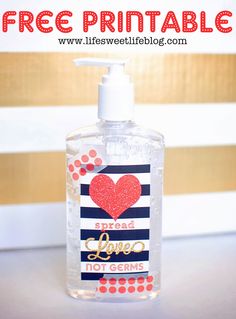 a bottle of hand sanitizer with the words free printable on it