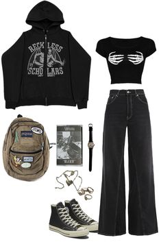 Basic Grunge Outfits, Outfits For Interviews, Estilo Indie, School Fit, Grunge Outfit, All Jeans, Outfits With Converse, Tomboy Style Outfits, Punk Outfits