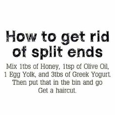 an advertisement with the words how to get rid of split ends in black and white