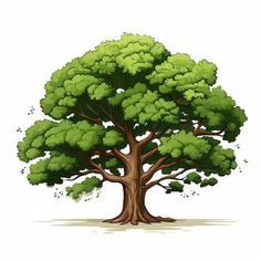 a big tree with green leaves and branches on a white background royalty illustration stock illustration