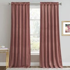 PRICES MAY VARY. LUXURY LOOK - Package includes 2 panels. Each panel is 52 inch width, total width is 104 inch. These velvet curtains are so soft and plush. Offered in beautiful tones and hues they fit into a casual or rustic setting as well as a sophisticated elegant space. HANGING OPTIONS - Each panel has 2 different sizes of the rod pockets on the top, which fits most of the standard rod and can be hung in different styles. Hang on the rod or with curtain clips/hooks are available. LIGHT DIMM Picture Window Treatments, Large Window Coverings, Pink Velvet Curtains, Luxury Window Curtains, Girls Bedroom Curtains, Mauve Velvet, Luxury Windows, Velvet Drapes, Pink Curtains