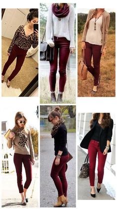 Outfits With Plum Colored Pants, Oxblood Pants Outfit, Wine And Paint Outfit Ideas, Burgandy Pants Outfits Casual, Burgandy Pants Outfits Winter, Maroon Jeans Outfit Women, Maroon Courderoy Pants Outfit, Burgandy Pants Work Outfit, Burgundy Jeans Outfit Women