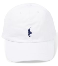 This white baseball cap from Polo Ralph Lauren Kids is a timeless addition to your little one’s warm-weather accessories rotation. Made from cotton twill, it’s cut to a traditional paneled silhouette with a curved brim and accented with the label's polo player motif on the front. Cotton Golf Cap, White Dad Hat For Baseball Season With Curved Visor, White Hat With Embroidered Logo And Curved Visor, White Baseball Cap With Embroidered Logo, Adjustable Fit, White Adjustable Baseball Cap With Embroidered Logo, Adjustable White Baseball Cap With Embroidered Logo, White Six-panel Golf Hat, Classic White Dad Hat, White Visor For Baseball Season