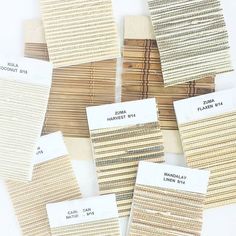 the different shades of bamboo blinds are shown in this image, and each is labeled with their own name