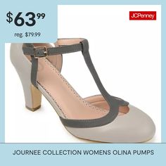 Step into a classic look with vintage inspired pumps by Journee Collection. Premium faux leather uppers highlight cut-out embellishment and a contrasting t-strap that connects to a buckled ankle strap. Round toes complete the style.Features: LightweightShoe Heel Height: HighSole Material Content: 100% PolyurethaneToe Type: Round ToeCare: Spot CleanHeel Style: Stacked HeelCountry of Origin: Imported Retro Spring Court Shoes, Block Heel Pumps, Party Pumps, Womens Mary Janes, T Strap Heels, Light Weight Shoes, Mary Jane Pumps, Strap Pumps, Mary Jane Heels