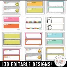 printable name tags with smiley faces and emoticions on them for kids to use