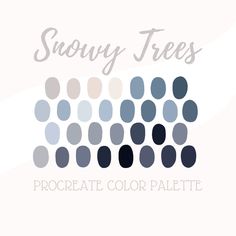 the logo for snowy trees procreate color palette, which includes many different colors