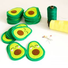 there are several pieces of felt that have been made to look like avocados