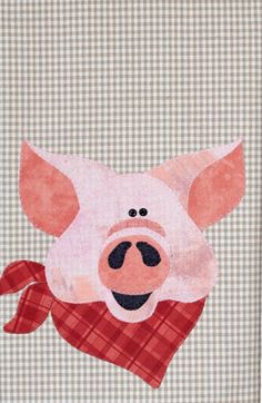 a painting of a pig wearing a red scarf