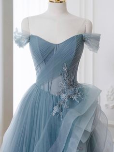 Dress Blue Long, Formal Evening Dresses Long, Off Shoulder Tulle, Lace Long Prom Dress, Long Party Dress, Marine Uniform, Blue Party Dress, Blue Dress Formal, Tulle Prom Dress