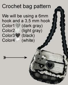 the crochet bag pattern is shown with instructions to make it look like an animal