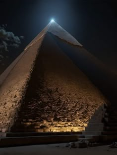 the great pyramid is lit up at night