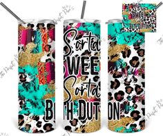 three different styles of tumbles with the words sweet life on them and leopard print