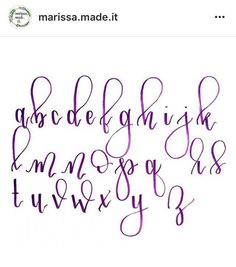 the font and numbers are all handwritten in cursive writing, with purple ink