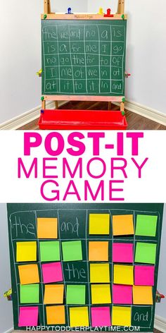 a collage of post - it memory games for kids