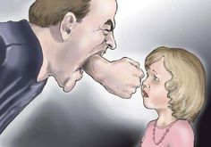 a drawing of a woman yelling at a man with his hand over her face and mouth