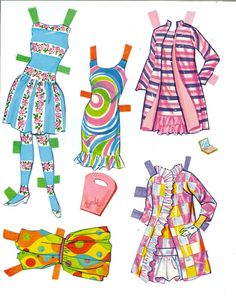 paper doll clothes with different patterns and colors