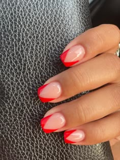 Color Tipped French Manicure, Triangle Nail Tips, Angled Nail Designs, Chevron Tip Nails, Short Triangle French Nails, Triangle French Manicure, Slanted Tip Nails, Triangular French Tip Nails, V Tip French Nails Short