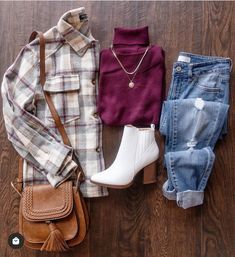 Crop Turtleneck, Canyon Moon, Booties Outfit, 2024 Outfits, Plaid Shacket, White Booties, Confident Women, Fall 24, Elegante Casual