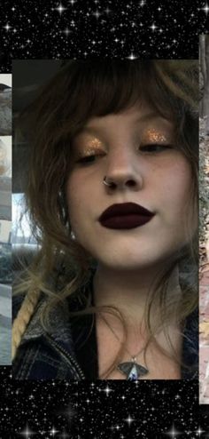 Dark Red Lipstick Aesthetic Grunge, Dark Red Lipstick Outfit, Grunge Fall Makeup, Whimsigoth Makeup Aesthetic, Makeup Trends 2023 Fall, Dark Red Lipstick Makeup Look, Dark Red Lipstick Aesthetic, Dark Lipstick Aesthetic, Fall Makeup 2023