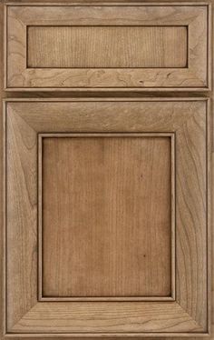 a wooden cabinet door with no drawers on the front and side paneled in light brown wood