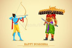 Rama killing Ravana stock illustration Ram With Bow And Arrow, Ravana Images, Ravana Images Hd, Happy Dussehra, Festivals Of India, Background Design Vector