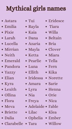 the names of different types of women's names