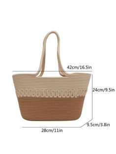 Enhance your beach attire with our Khaki Colorblock Knitting Kits Straw Beach Bag. Handmade with a large capacity, it's perfect for a summer holiday or leisure day. Add a touch of style and functionality to your beach essentials. Color : Multicolor Strap Type : Double Handle Style : Casual Bag Size : Large Style : Vacation Type : Crochet Bags Pattern Type : Colorblock Closure Type : No-closure Material : Polyester Composition : 100% Polyester Size Bag Height Bag Length Bag Width Handle Height on School Middle School, Straw Beach Bag, Knitting Kits, Crochet Bag Pattern, Summer Holiday, Womens Tote, Summer Essentials, Casual Bags, Bag Pattern