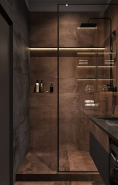 Modern aesthetic shower design ideas تصميم دورة مياه, Bilik Air, Bathroom Design Black, Modern Small Bathrooms, Desain Pantry, Bathroom Shower Design, Bathroom Decor Luxury, Washroom Design, Bad Inspiration