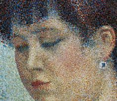 a woman's face is made up of many small pieces of mosaic glass tile