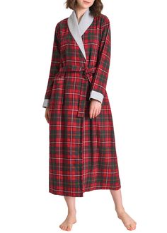 PRICES MAY VARY. Classic plaid robe is designed with contrasted shawl collar and cuffs, looks stylish and elegant The length of bathrobe is below the mid-calf, providing you with good coverage without being too long Cotton flannel robe has 2 patch pockets in the front, which is convenient to keep items close by your side while lounging around the house Machine wash cold, iron low heat, do not bleach, do not tumble dry, do not dryclean Tartan Clothing, Flannel Robe, Cotton Bathrobe, Flannel Women, By Your Side, Plaid Christmas, Cotton Flannel, Shawl Collar, Collar And Cuff