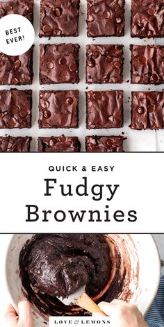 chocolate fudge brownies with text overlay