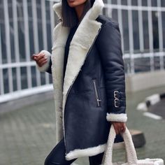 Long Winter Coats, Mid Length Sleeves, Women Overcoat, Oversized Dress, Casual Jacket, Leather Material, Look Fashion, Lany, Stylish Outfits