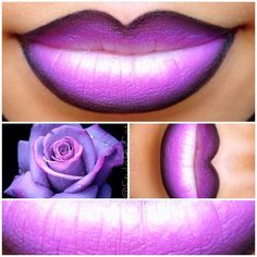 Ombre Lipstick Tutorial, Purple Ombre Lips, Ombre Lipstick, Gradient Lips, Lipstick Tutorial, Purple Lips, Ombre Lips, Lipstick Art, Lip Designs