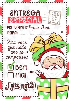 a christmas flyer with santa claus in a present box and the words merry new year on it