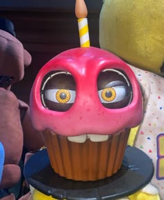 there is a cupcake with a candle on it