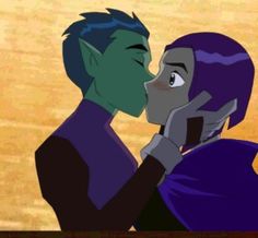 an animated image of two people kissing each other