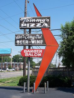 a sign for a bar called tommy's pizza