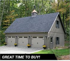 two garages with the words 20 % off great time to buy