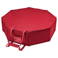 the large red bag is open and ready to be used as a seat cushion or table cover