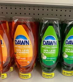 dawn antibacterial hand sanitizers are on display for sale in a store