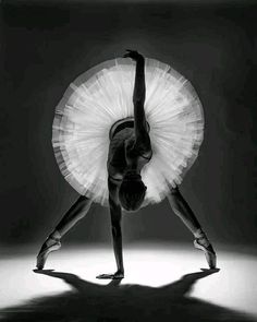 black and white photograph of a ballerina in tutu