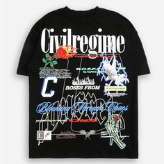 Civil Regime (Civil Core) Oversized Tee Shirt Black Men’s Size Medium Oversized Black Shirt With Graphic Design, Black Oversized Graphic Shirt, Graphic Shirt Design, Oversized Tee Shirt, Custom Apparel, Gym Shirts, Graphic Shirt, Fit N Flare Dress, Cayenne